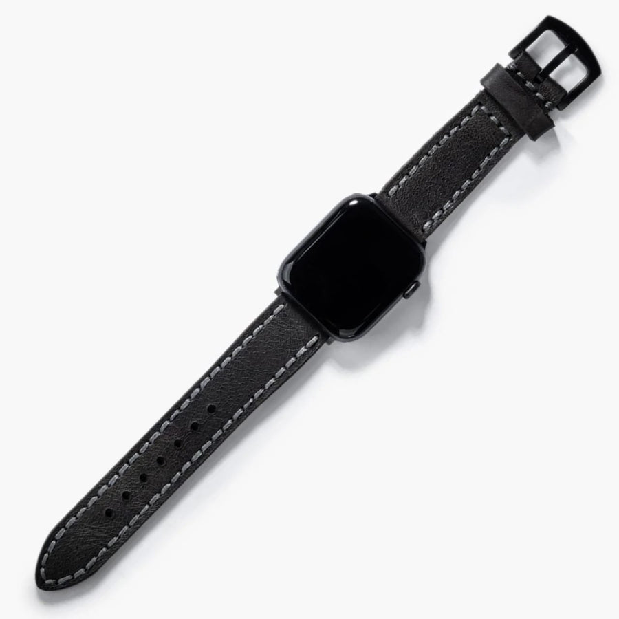 Çift Katlı Deri Apple Watch Kayışı - Asfalt el yapımı hakiki deri - DeryCraft