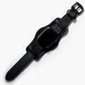 Bund Çift Katlı Apple Watch Deri Kayış - Siyah el yapımı hakiki deri - DeryCraft