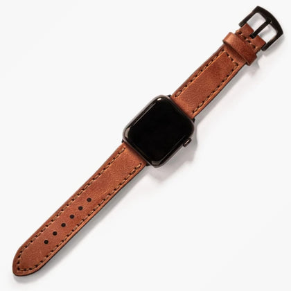 Çift Katlı Deri Apple Watch Kayışı - Taba