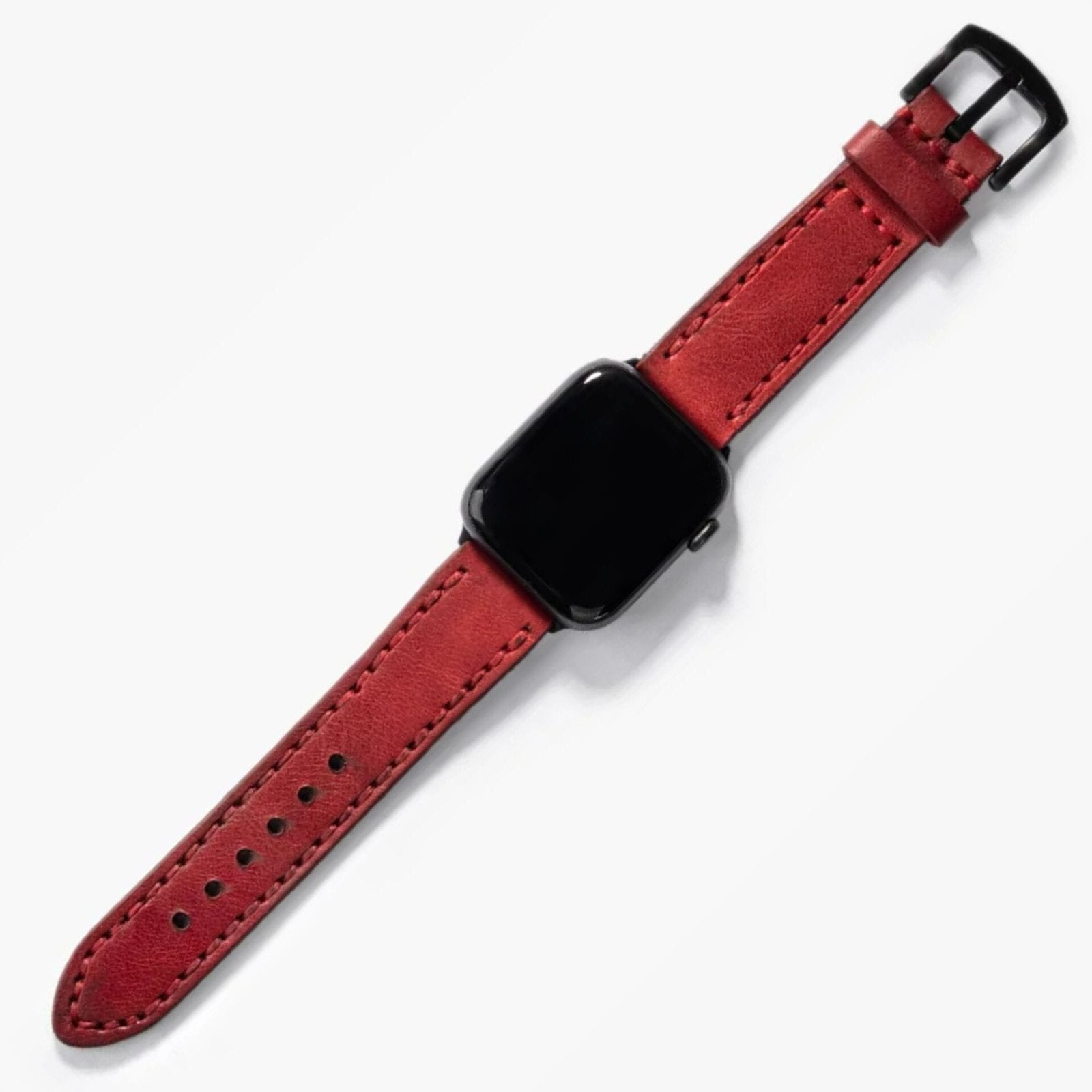 Çift Katlı Deri Apple Watch Kayışı - Kırmızı