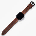 Çift Katlı Deri Apple Watch Kayışı - Kızıl Crazy el yapımı hakiki deri - DeryCraft