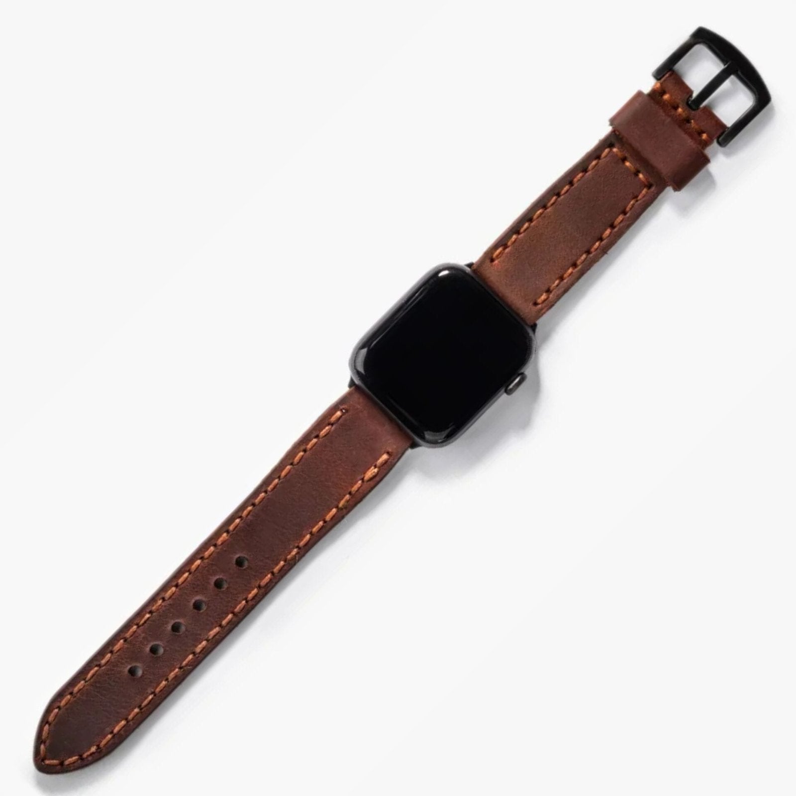 Çift Katlı Deri Apple Watch Kayışı - Kızıl Crazy