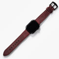 Çift Katlı Deri Apple Watch Kayışı - Mürdüm el yapımı hakiki deri - DeryCraft