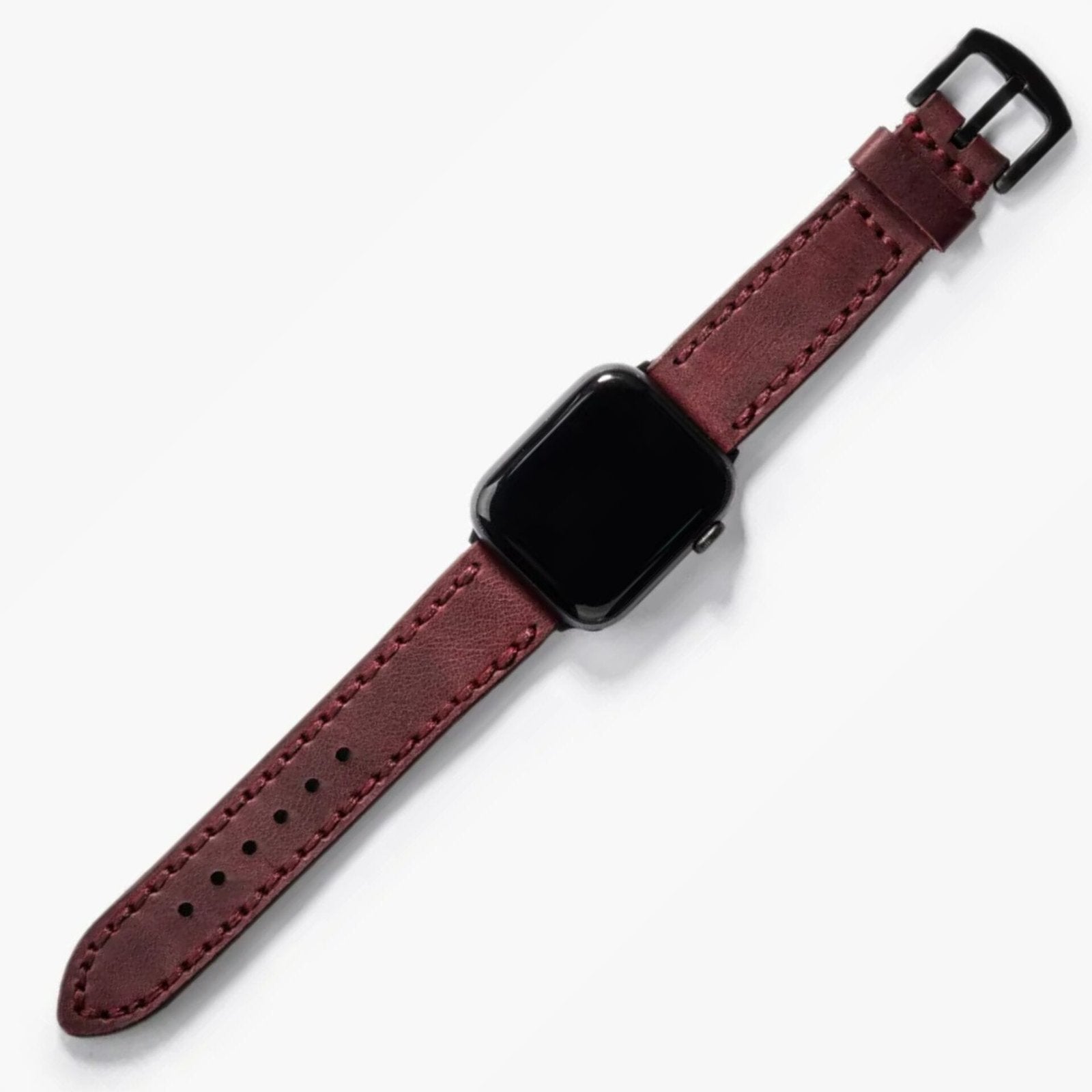 Çift Katlı Deri Apple Watch Kayışı - Mürdüm