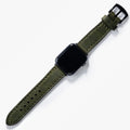 Çift Katlı Deri Apple Watch Kayışı - Yeşil el yapımı hakiki deri - DeryCraft