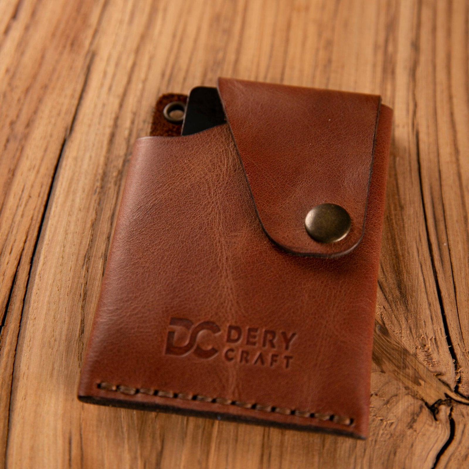 Çıtçıtlı Deri Kartlık