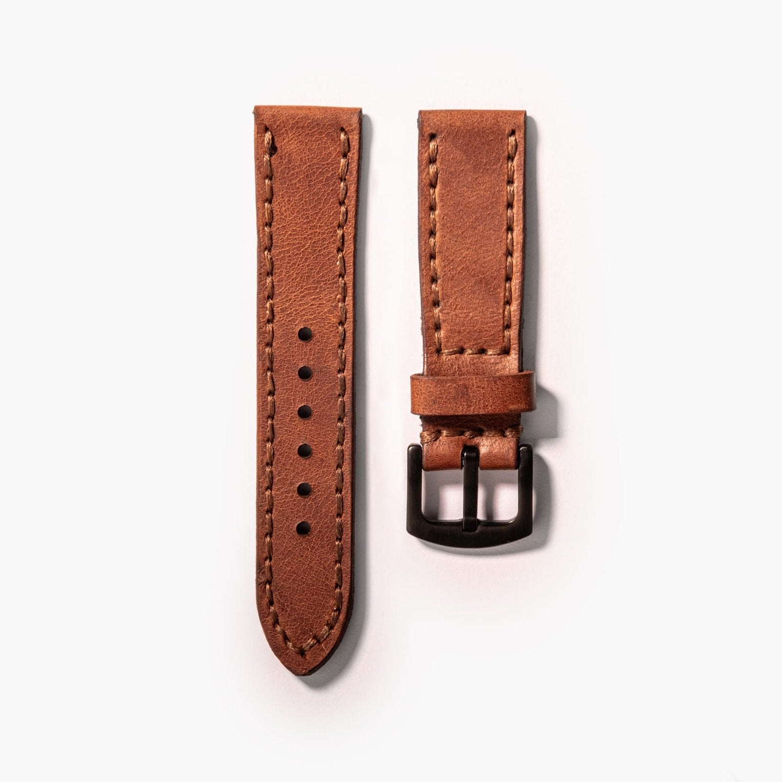 Çift Katlı Deri Saat Kayışı - Taba