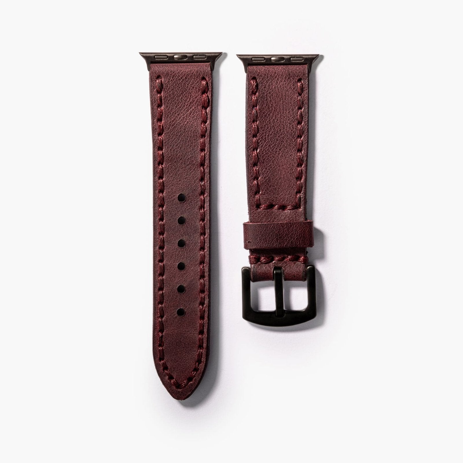 Çift Katlı Deri Apple Watch Kayışı - Mürdüm