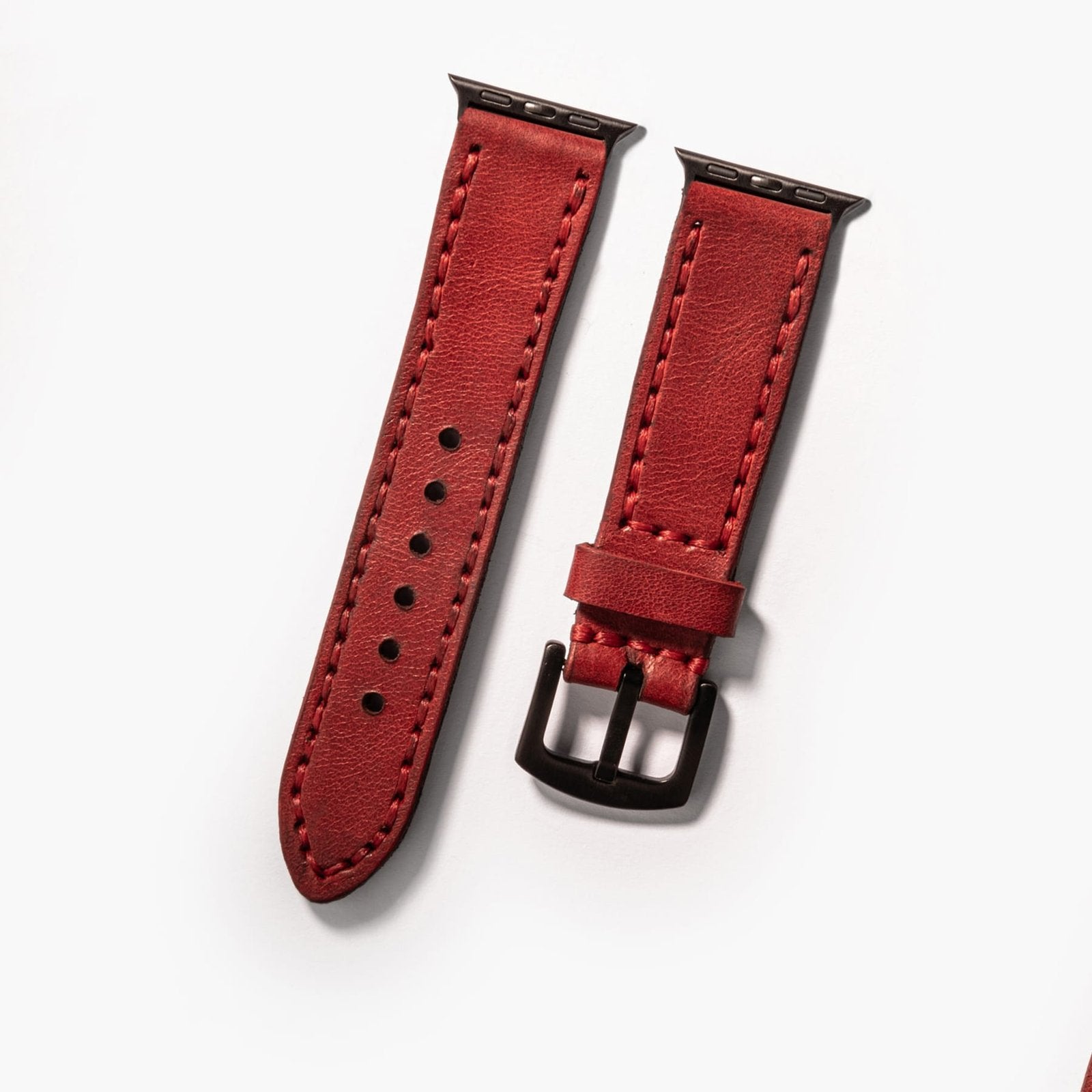 Çift Katlı Deri Apple Watch Kayışı - Kırmızı