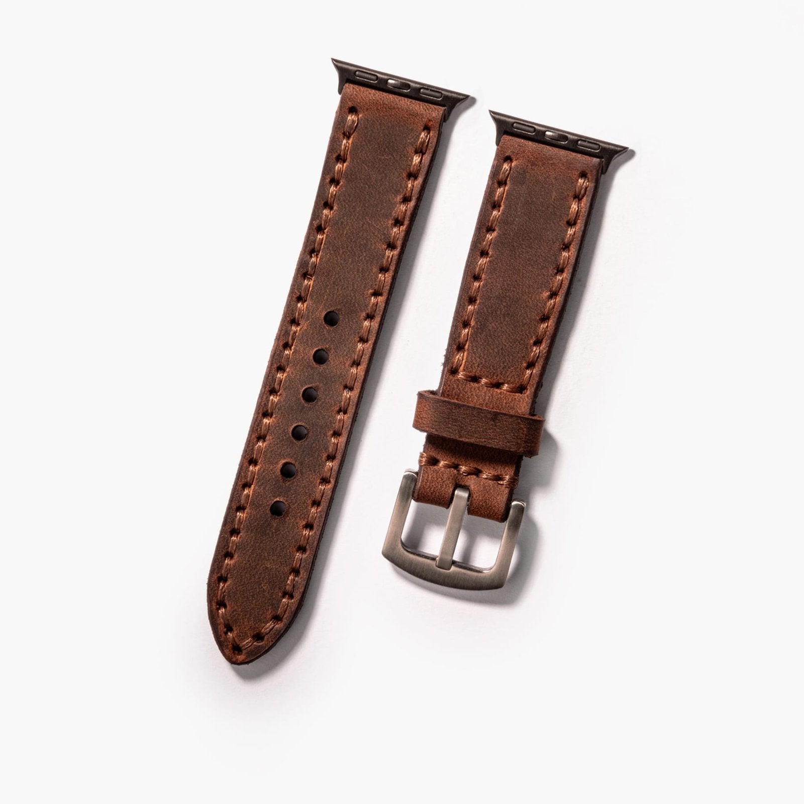 Çift Katlı Deri Apple Watch Kayışı - Kahve