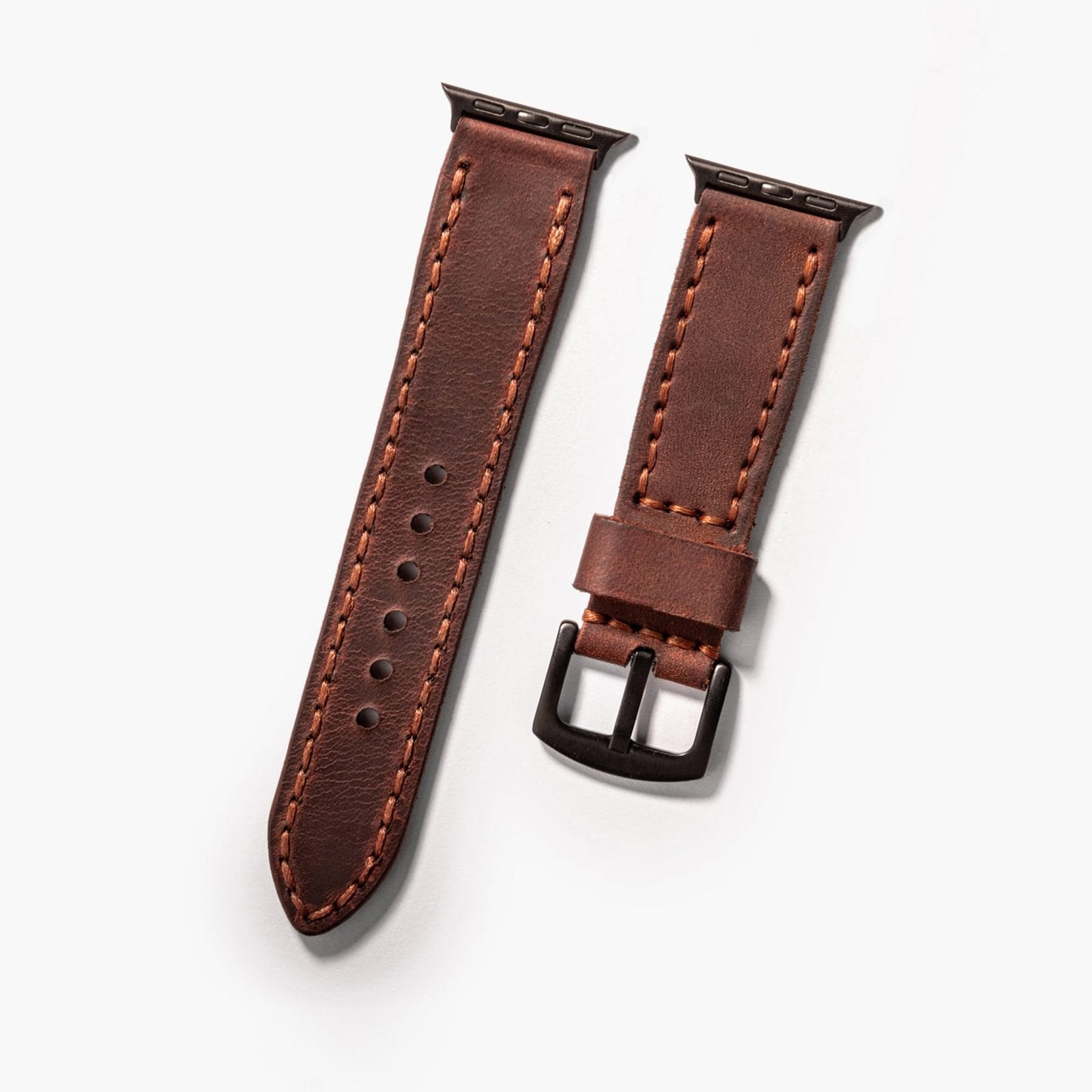 Çift Katlı Deri Apple Watch Kayışı - Kızıl Crazy