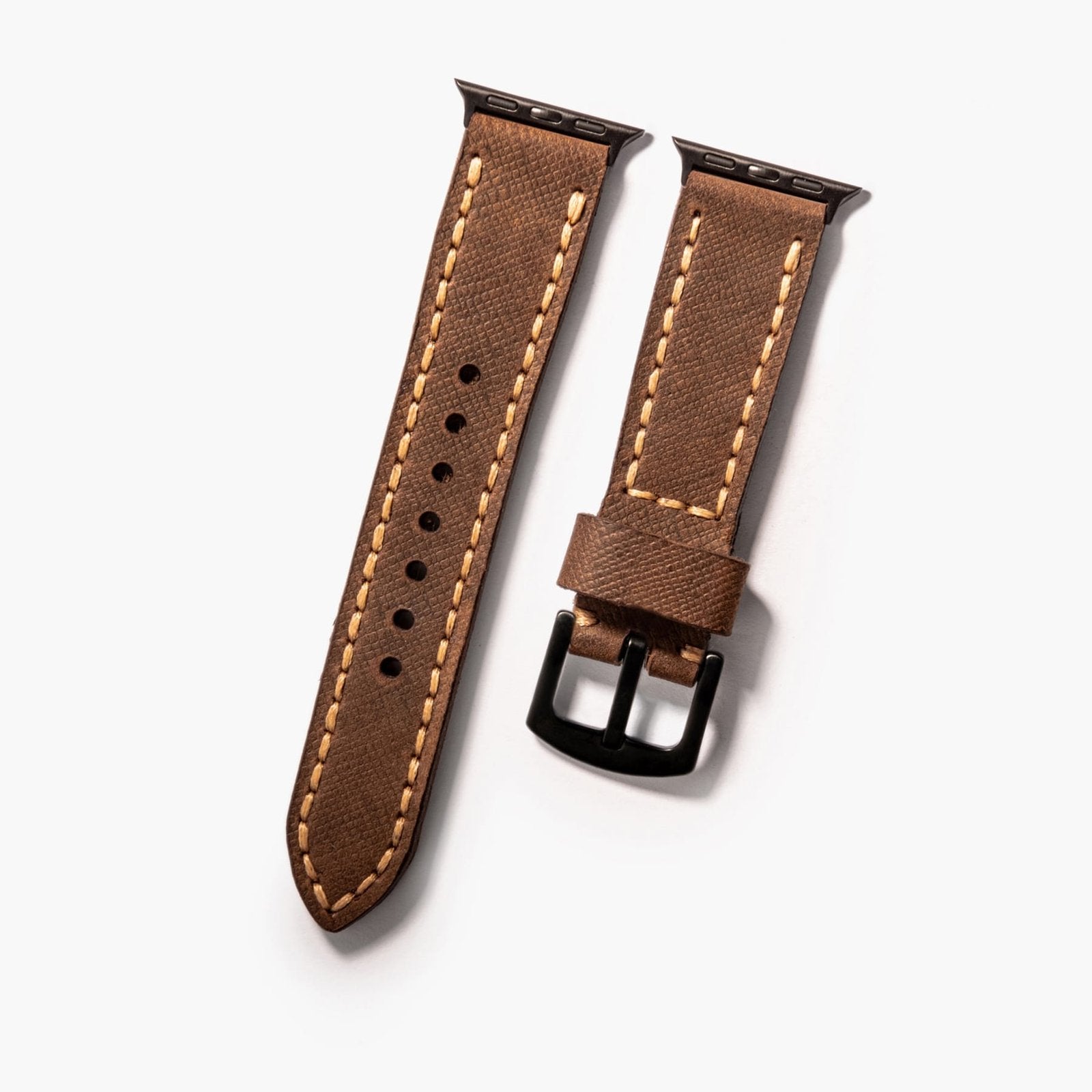 Çift Katlı Deri Apple Watch Kayışı - Saffiano Kahve