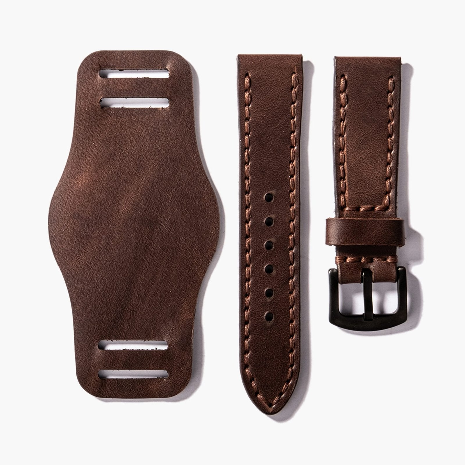 Bund Çift Katlı Deri Kayış - Acı Kahve