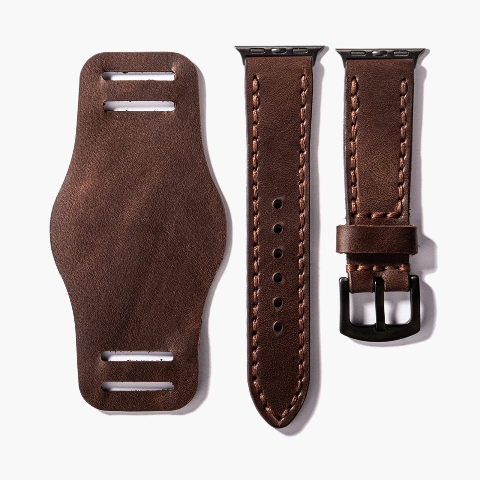 Bund Çift Katlı Apple Watch Deri Kayış - Acı Kahve