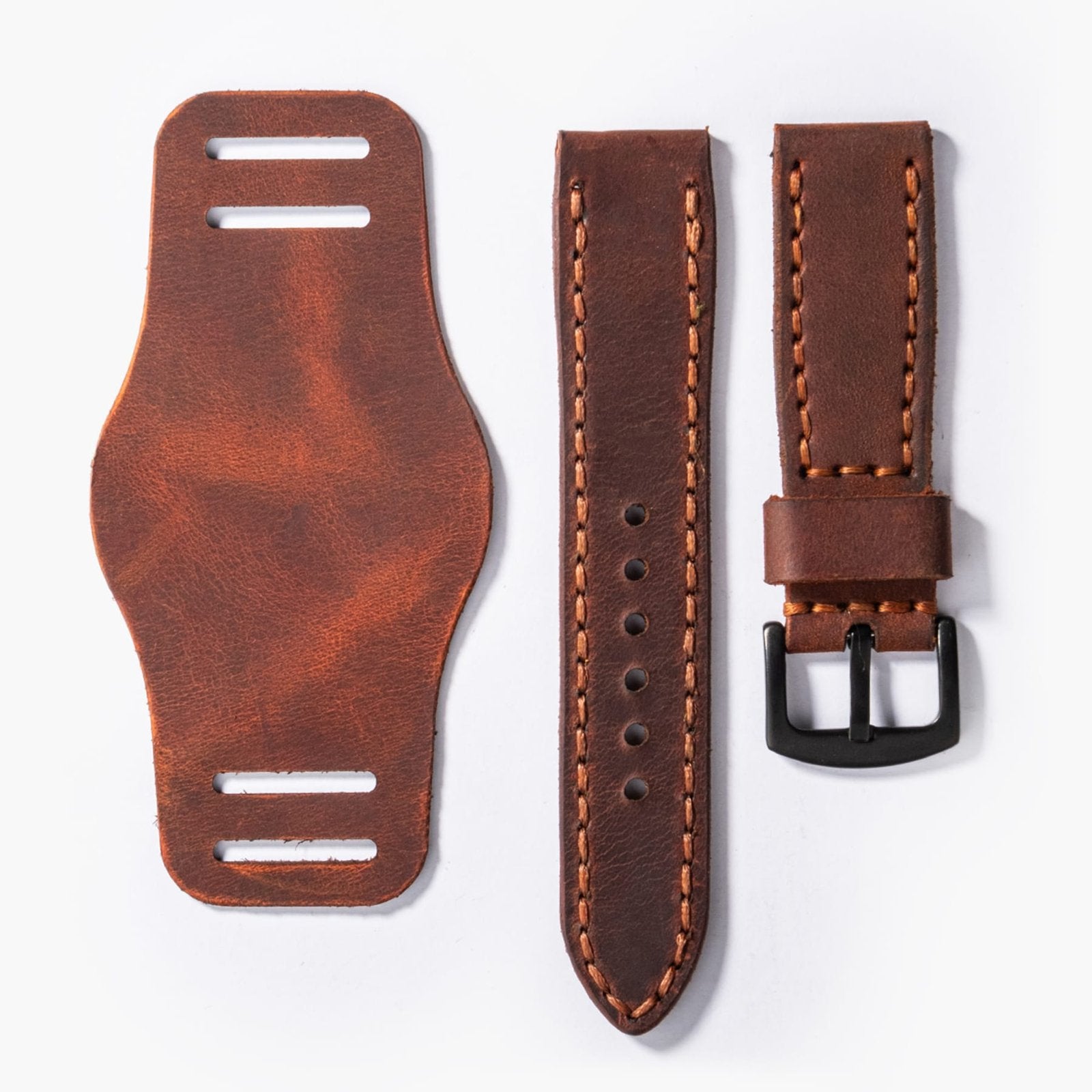 Bund Çift Katlı Deri Kayış - Saffiano Kahve