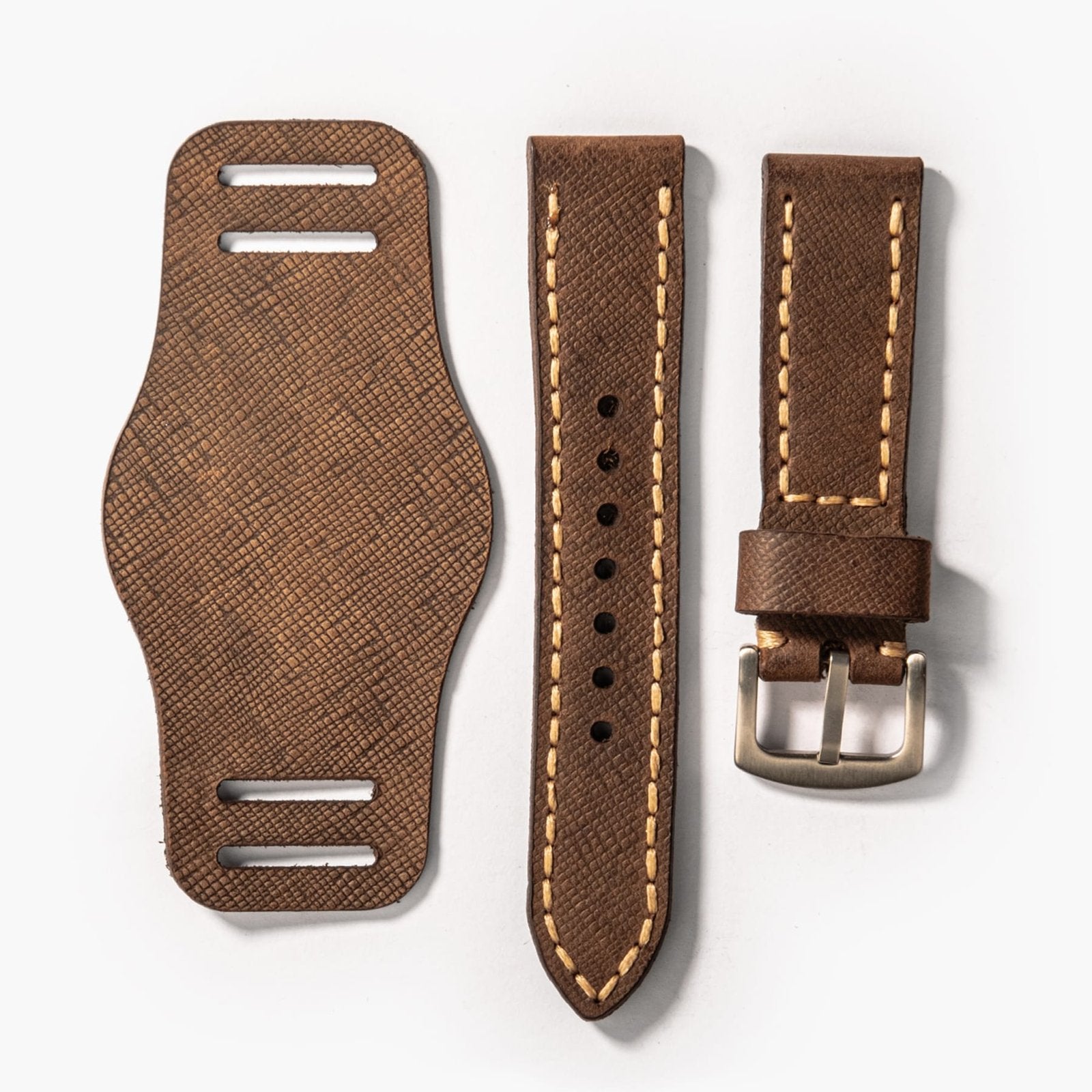 Bund Çift Katlı Deri Kayış - Saffiano Kahve