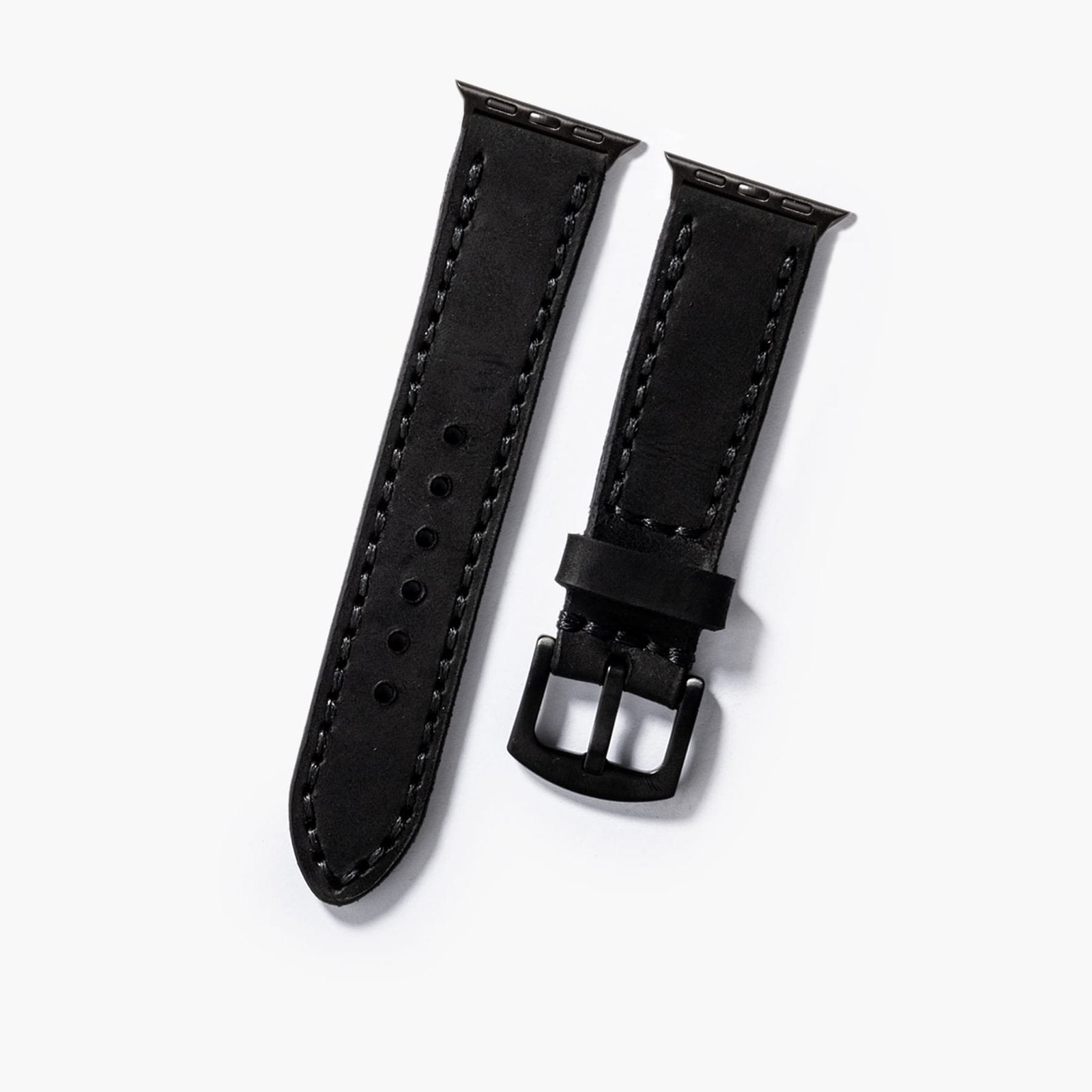 Çift Katlı Deri Apple Watch Kayışı – Siyah