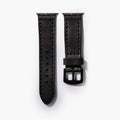 Çift Katlı Deri Apple Watch Kayışı – Siyah el yapımı hakiki deri - DeryCraft
