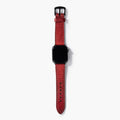 Çift Katlı Deri Apple Watch Kayışı - Kırmızı el yapımı hakiki deri - DeryCraft