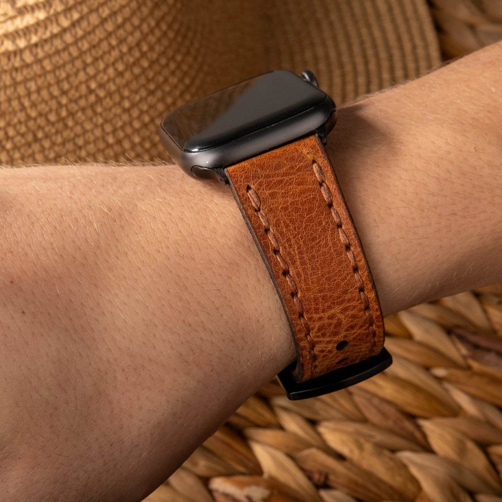 Çift Katlı Deri Apple Watch Kayışı - Camel