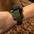 Bund Çift Katlı Apple Watch Deri Kayış - Yeşil el yapımı hakiki deri - DeryCraft