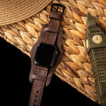 Bund Çift Katlı Apple Watch Deri Kayış - Acı Kahve el yapımı hakiki deri - DeryCraft
