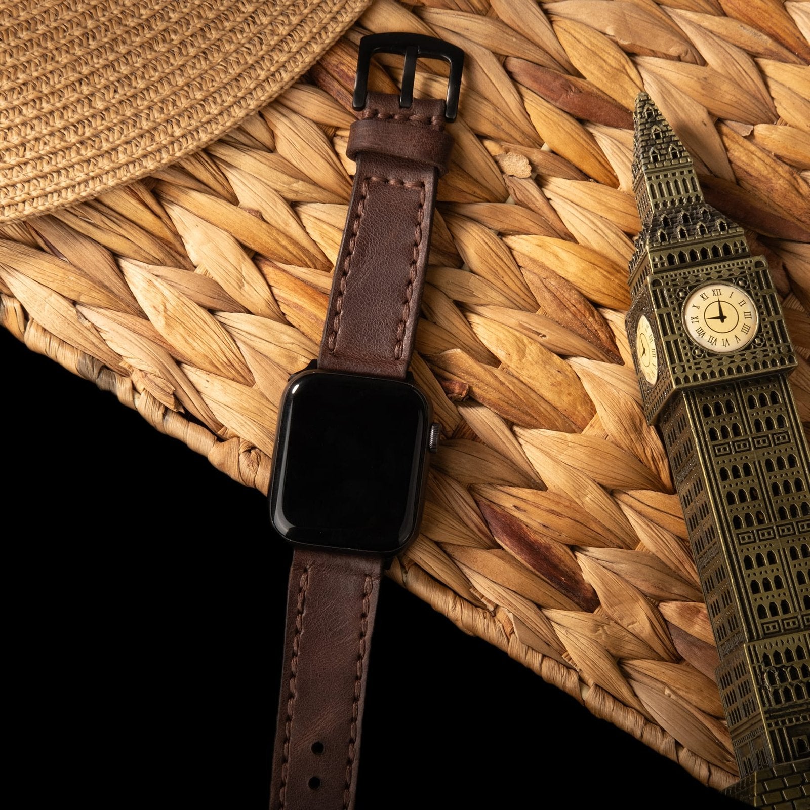 Çift Katlı Deri Apple Watch Kayışı - Acı Kahve