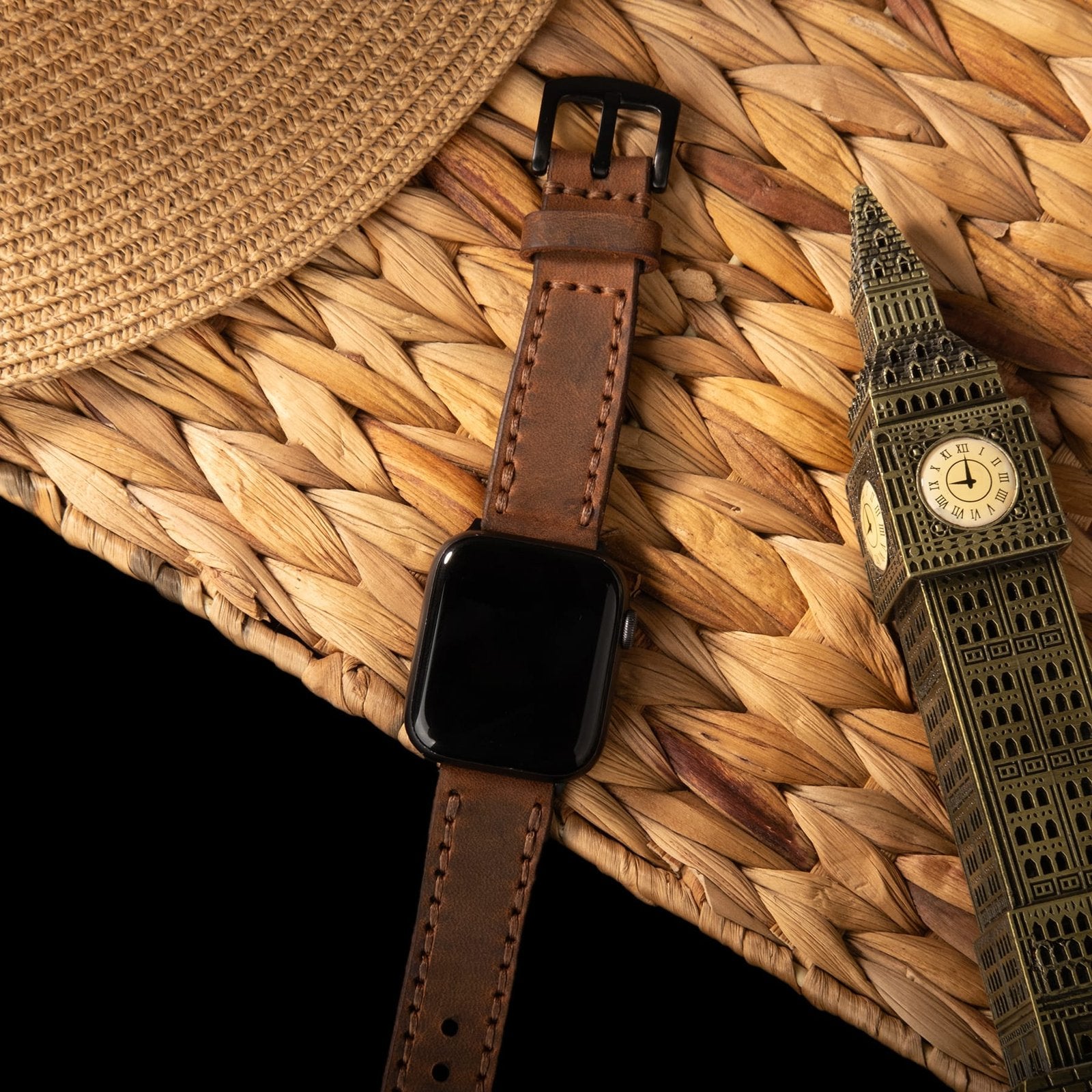 Çift Katlı Deri Apple Watch Kayışı - Kahve