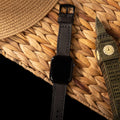 Çift Katlı Deri Apple Watch Kayışı – Antrasit el yapımı hakiki deri - DeryCraft