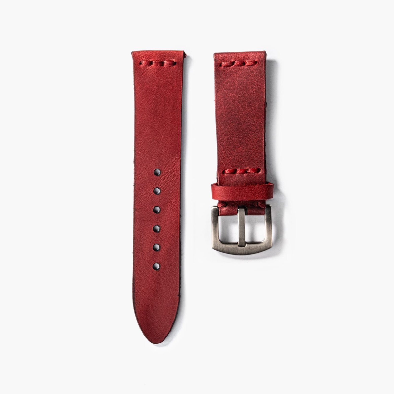 Tek Katlı Deri Saat Kayışı - Kırmızı