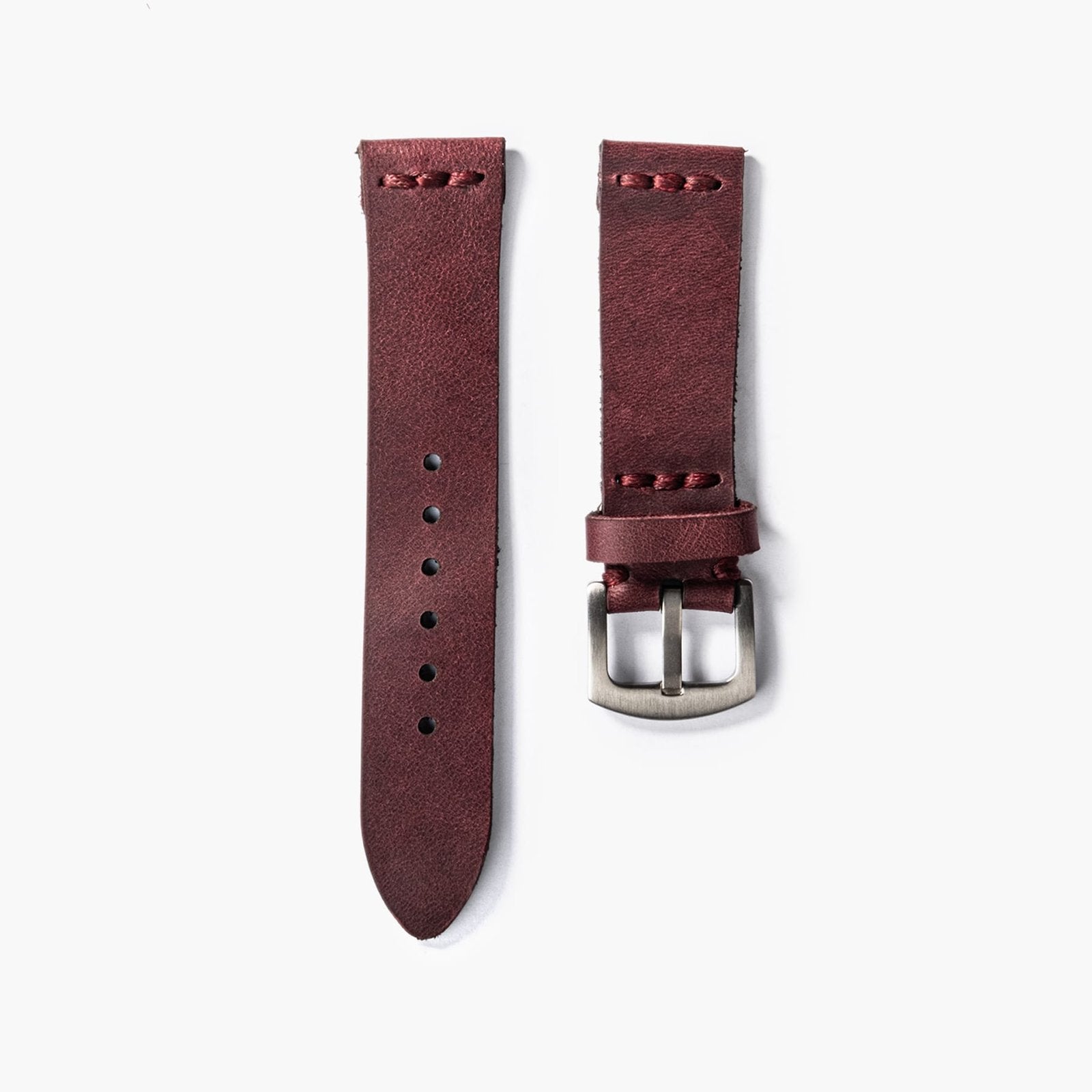 Tek Katlı Deri Saat Kayışı - Mürdüm