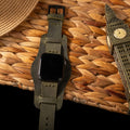 Bund Tek Katlı Apple Watch Deri Kayış - Yeşil el yapımı hakiki deri - DeryCraft