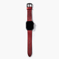 Tek Katlı Deri Apple Watch Kayışı Kırmızı el yapımı hakiki deri - DeryCraft