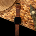 Tek Katlı Deri Apple Watch Kayışı - Oranj el yapımı hakiki deri - DeryCraft