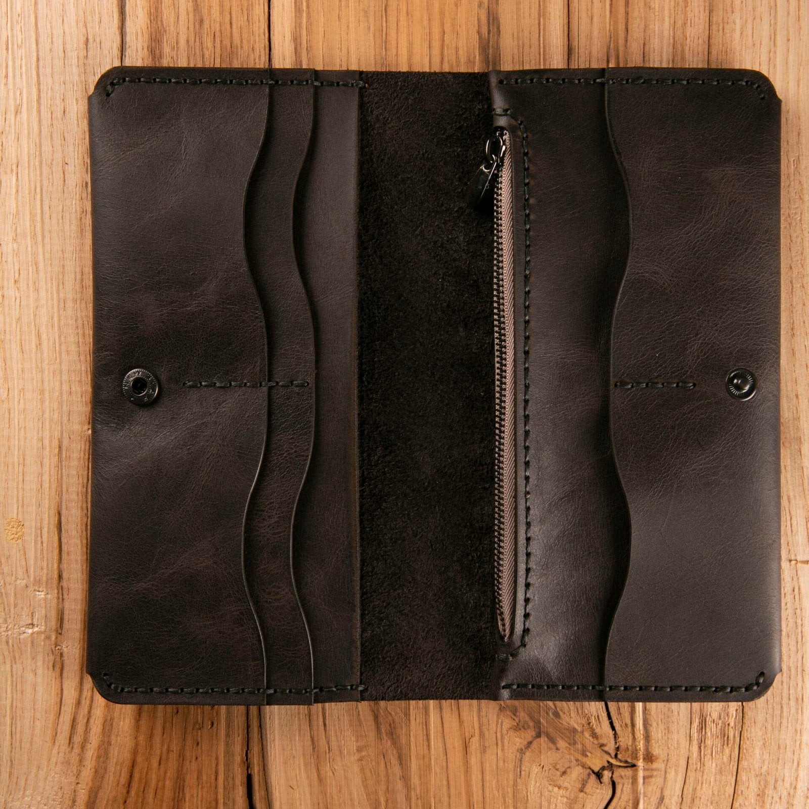 Fermuarlı Uzun Deri Cüzdan (Flora)