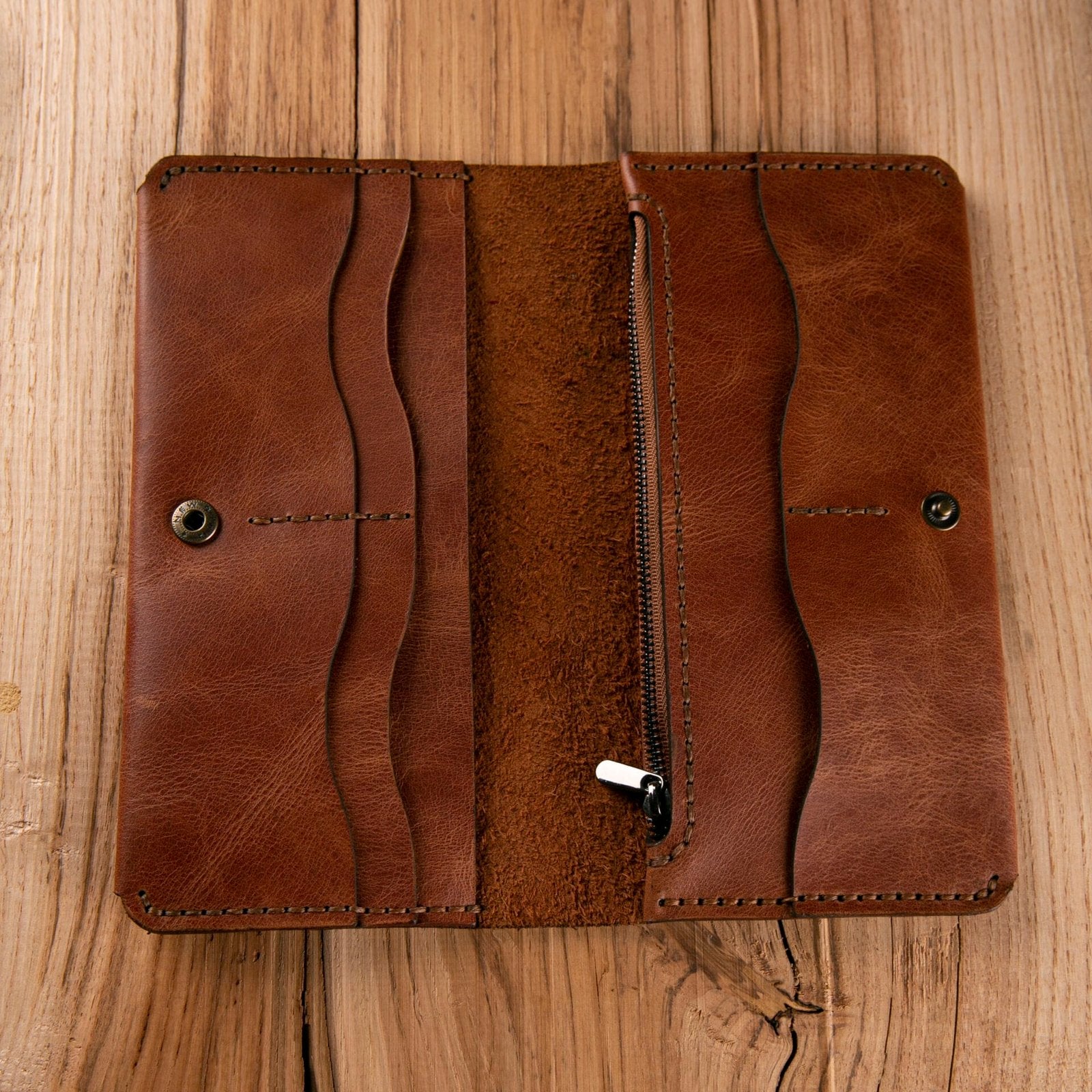 Fermuarlı Uzun Deri Cüzdan (Flora)