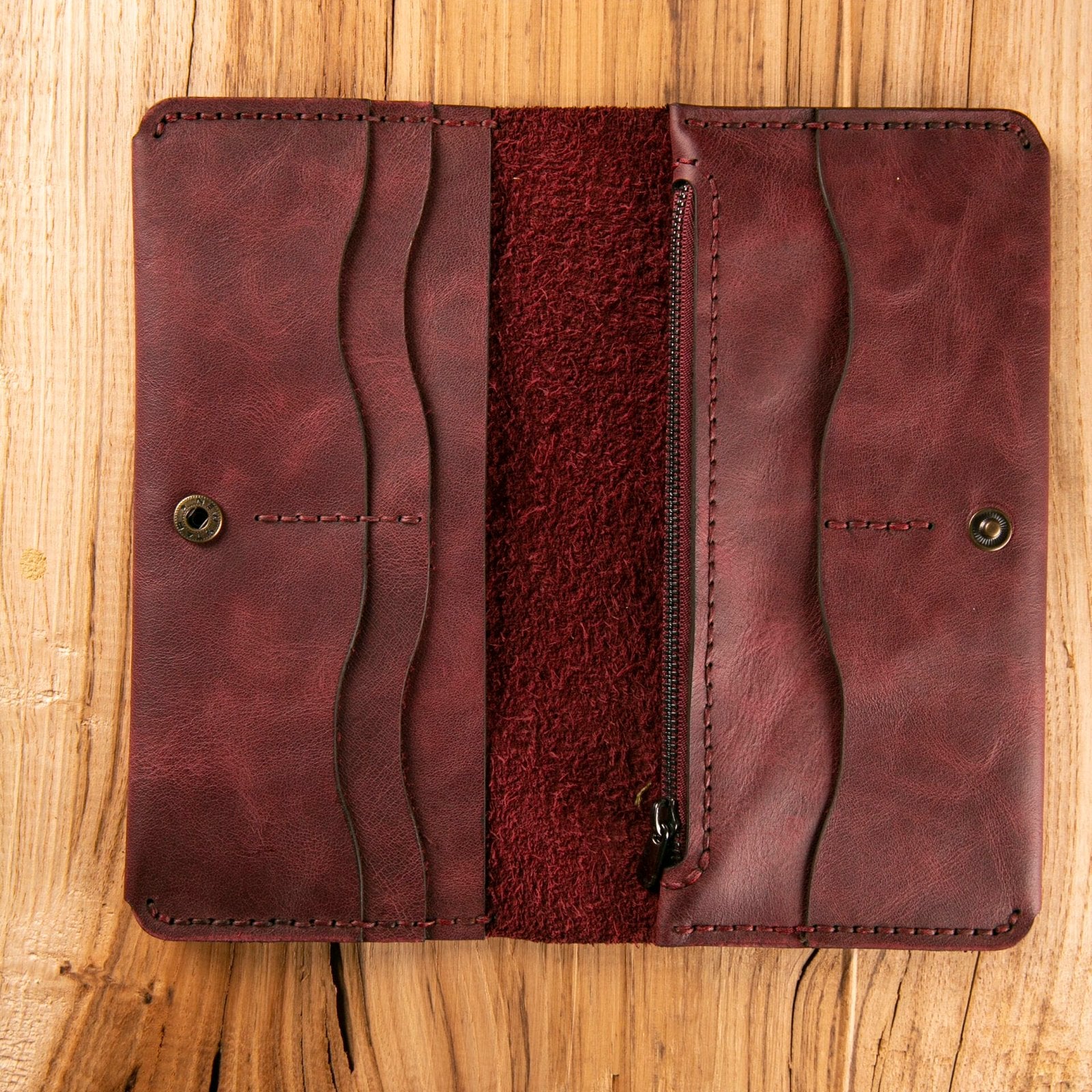 Fermuarlı Uzun Deri Cüzdan (Flora)