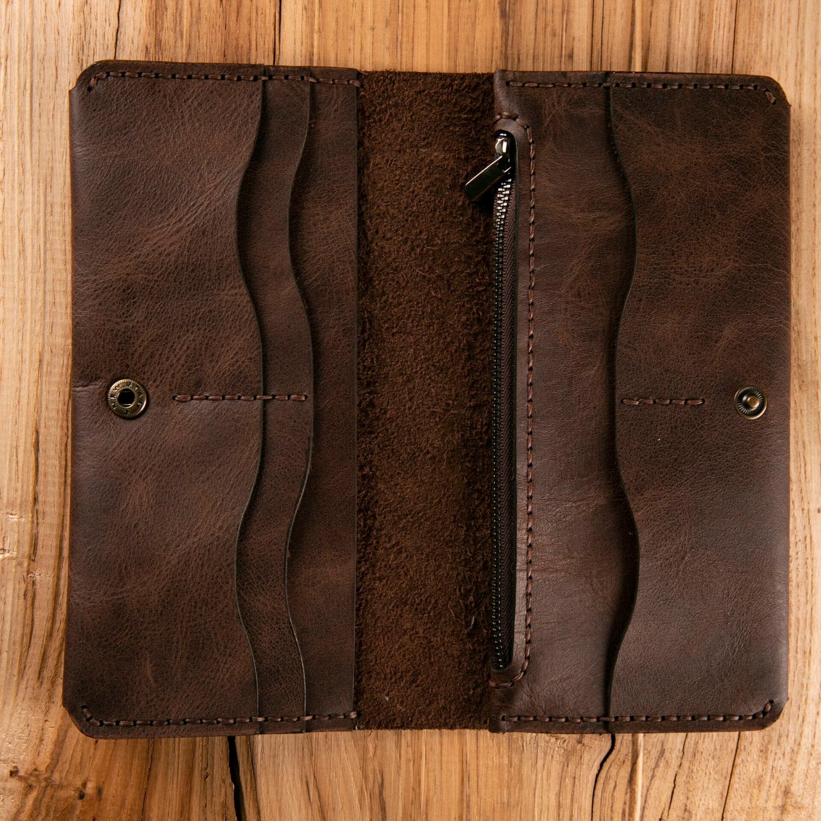 Fermuarlı Uzun Deri Cüzdan (Flora)