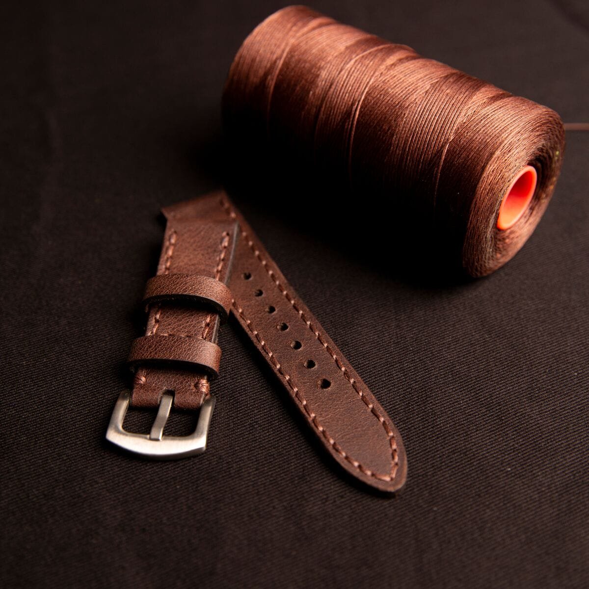 Çift Katlı Deri Saat Kayışı - Acı Kahve