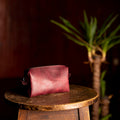 KAHVE Dopp Kit Deri Makyaj Çantası (Lotus) el yapımı hakiki deri - DeryCraft