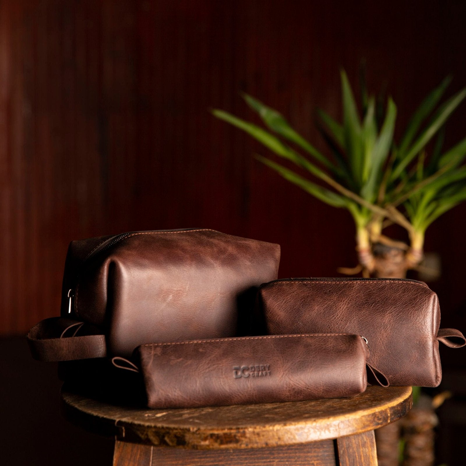 Dopp Kit Deri Makyaj Çantası (Lotus)