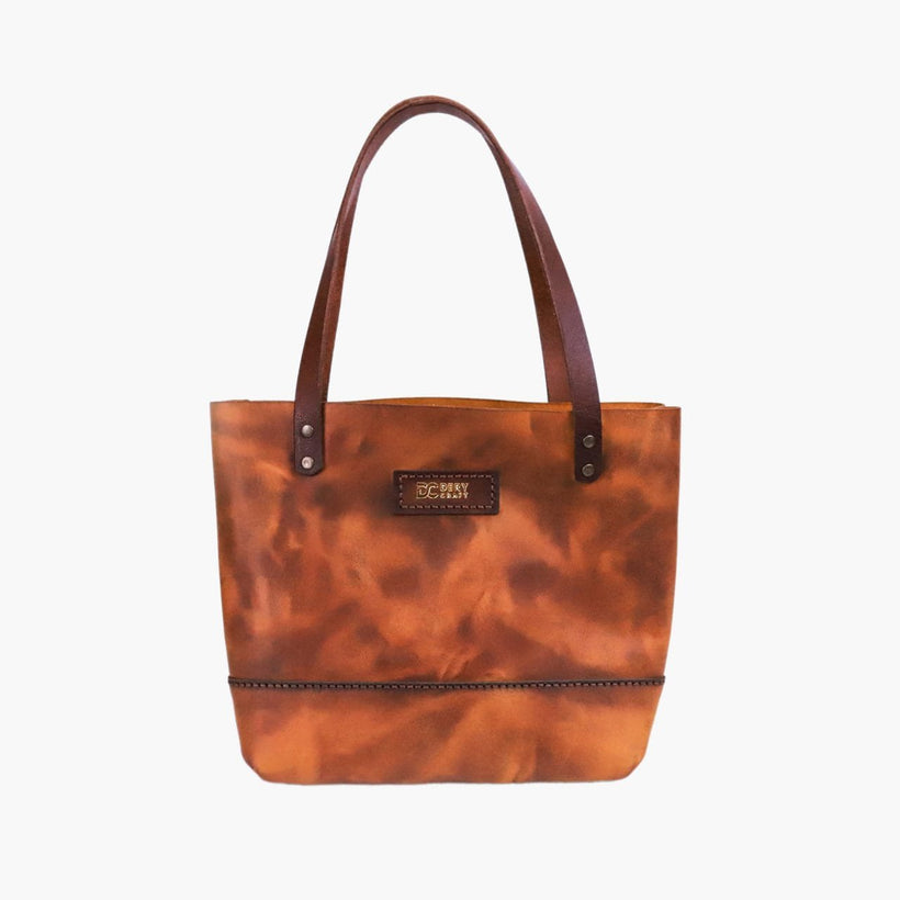 CAMEL Deri Tote Çanta Küçük (Vera) el yapımı hakiki deri - DeryCraft